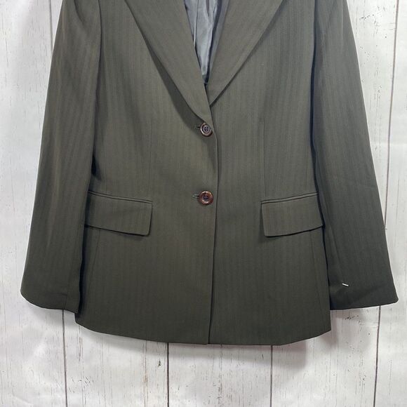 Tahari Arture S Levine Womens Dark Olive Green Blazer Jacket - Picture 11 of 14